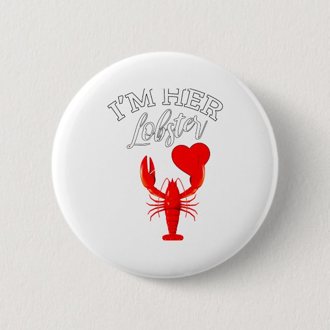 Chapa Redonda De 5 Cm Im Her Lobster Heart Couple Matching Gift Valentin (Anverso)