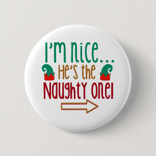 Chapa Redonda De 5 Cm Im Nice Hes Naughty Elf Gorra