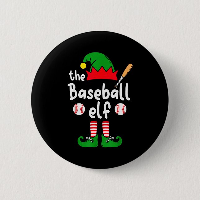 Chapa Redonda De 5 Cm I'm The Baseball Elf Christmas Family Matching Paj (Anverso)
