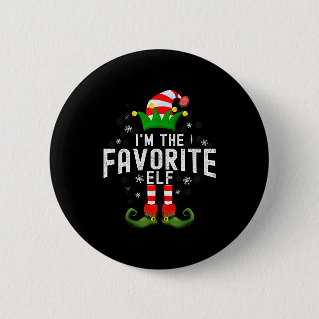 Chapa Redonda De 5 Cm I'm The Favorite Elf Christmas Family Pjs Costume  (Anverso)
