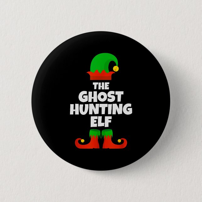 Chapa Redonda De 5 Cm I'm The Ghost Hunting Elf Family Pajama Christmas  (Anverso)
