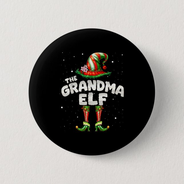 Chapa Redonda De 5 Cm I'm The Grandma Elf Family Matching Group Christma (Anverso)