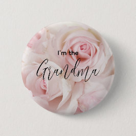 Chapa Redonda De 5 Cm I'm the Grandma Vintage Pink Roses Elegant Bouquet