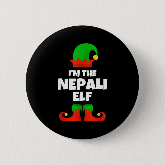 Chapa Redonda De 5 Cm I'm The Nepali Elf Family Pajama Christmas Funny N (Anverso)