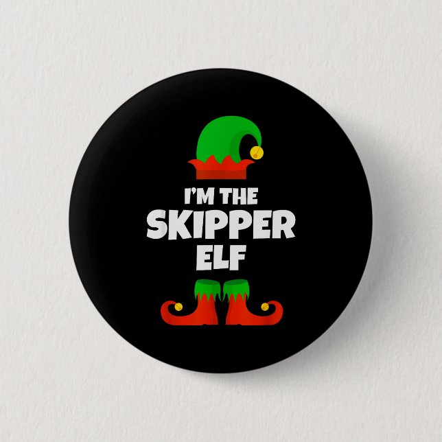 Chapa Redonda De 5 Cm I'm The Skipper Elf Family Pajama Christmas Funny  (Anverso)