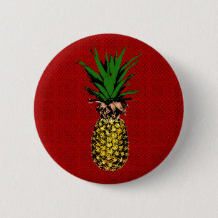 Chapa Redonda De 5 Cm Imagen de Pineapple Newsprint