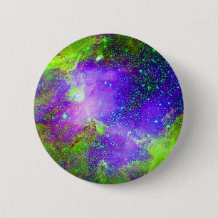 Chapa Redonda De 5 Cm imagen del espacio de la galaxia púrpura y verde.