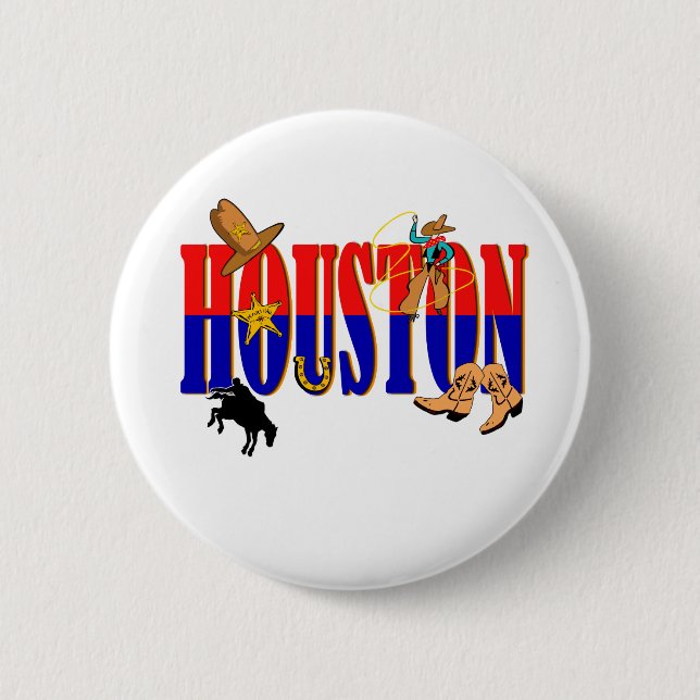 Chapa Redonda De 5 Cm Imágenes de Houston (Anverso)