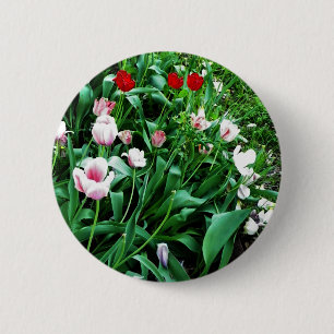 Chapa Redonda De 5 Cm Imágenes de tulipanes rojos y rosas