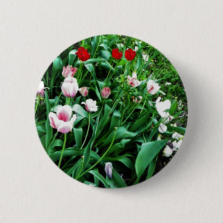 Chapa Redonda De 5 Cm Imágenes de tulipanes rojos y rosas