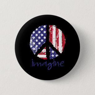 Chapa Redonda De 5 Cm Imagine Paz Bandera Americana Usa Signo De Paz 4 D
