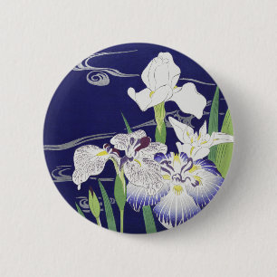 Chapa Redonda De 5 Cm Impresión artística de Iris japonés vintage de Kog