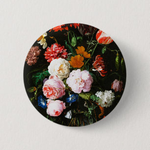 Chapa Redonda De 5 Cm Impresión de Arte Botánico Floral Oscuro Malhumora