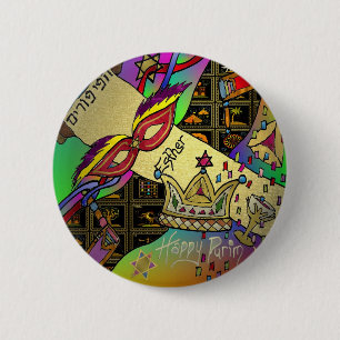 Chapa Redonda De 5 Cm Impresión de arte de la celebración de Purim Judai