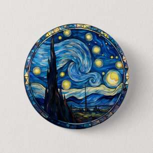 Chapa Redonda De 5 Cm Impresión de arte inspirada en la noche estrellada