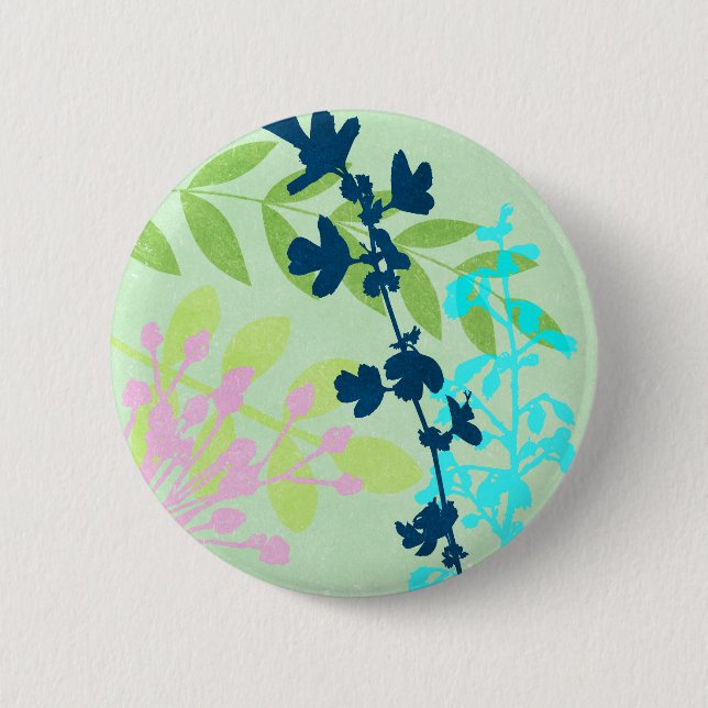 Chapa Redonda De 5 Cm Impresión de hojas contemporáneas (Anverso)