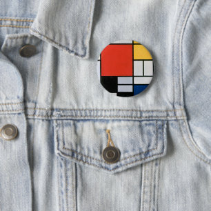 Chapa Redonda De 5 Cm Impresión de la composición de Piet Mondrian en ro