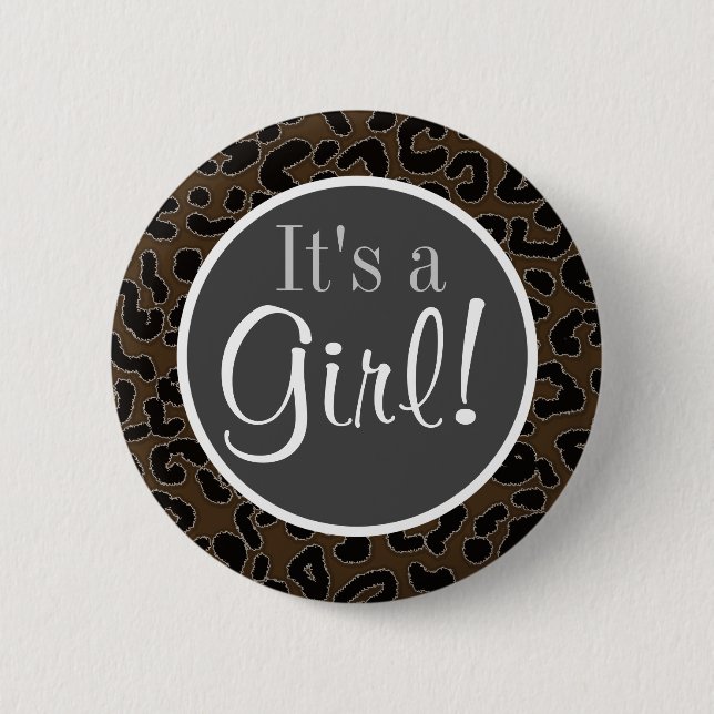 Chapa Redonda De 5 Cm Impresión de leopardo marrón oscuro (Anverso)