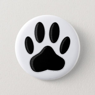 Chapa Redonda De 5 Cm Impresión de perro negro con efecto de impresión d