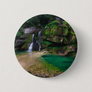 Chapa Redonda De 5 Cm Impresionante cascada Virje, Poster de Eslovenia