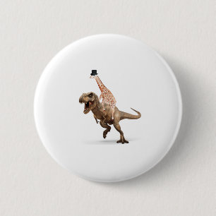 Chapa Redonda De 5 Cm Impresionante Crazy Giraffe Top Hat T-Rex - Mens_W