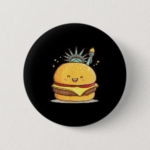 Chapa Redonda De 5 Cm Impresionante Ropa De Burger Estatua De La Liberta
