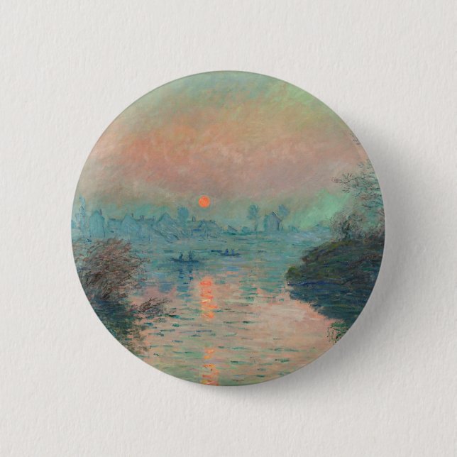 Chapa Redonda De 5 Cm Impresionismo de Monet Sunset Seine Bella Artes (Anverso)