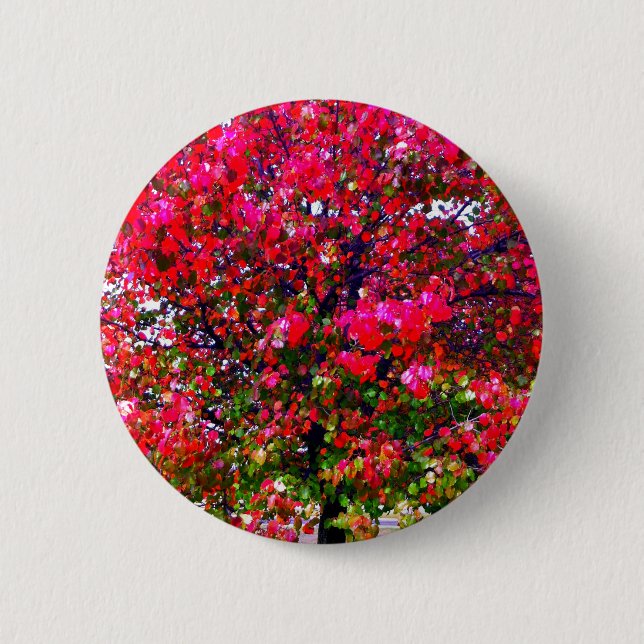 Chapa Redonda De 5 Cm Impresionista rosa otoño deja árboles (Anverso)