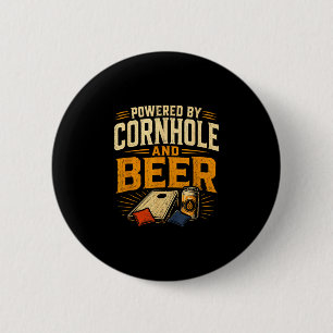 Chapa Redonda De 5 Cm Impulsado por cornhole y cerveza divertido tailgat