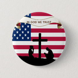 Chapa Redonda De 5 Cm In God We Trust Praying for America Pinback