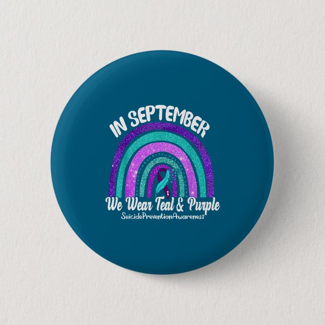 Chapa Redonda De 5 Cm In September We Wear Teal &amp; Purple Rainbow Sui (Anverso)
