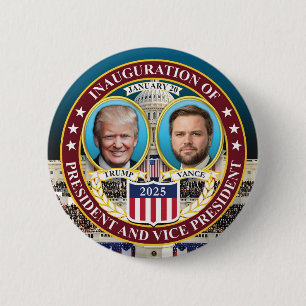 Chapa Redonda De 5 Cm Inauguración de Donald Trump J.D. Vance 20 de ener