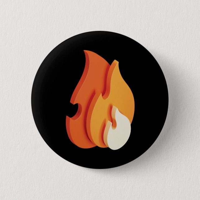 Chapa Redonda De 5 Cm Incendio (Icono de llamas 3D) (Anverso)