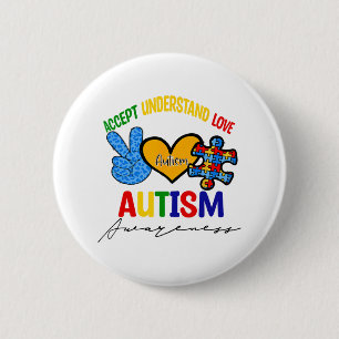 Chapa Redonda De 5 Cm Increíble autismo apoya el amor por la paz acepta