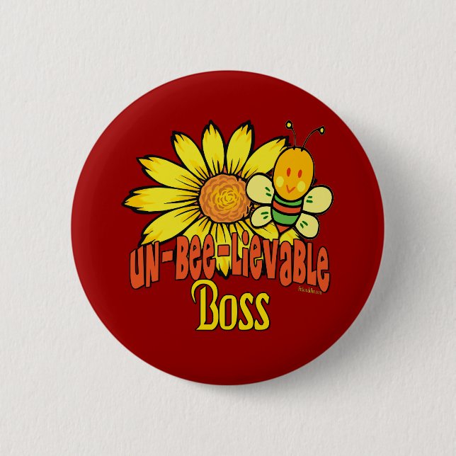 Chapa Redonda De 5 Cm Increíble Boss Sunflowers Y Bebidas (Anverso)