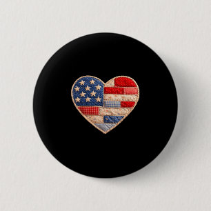 Chapa Redonda De 5 Cm Independencia patriótica bandera americana corazón