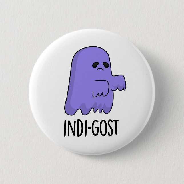 Chapa Redonda De 5 Cm Indi-gost Funny Halloween Indigo Ghost Pun (Anverso)