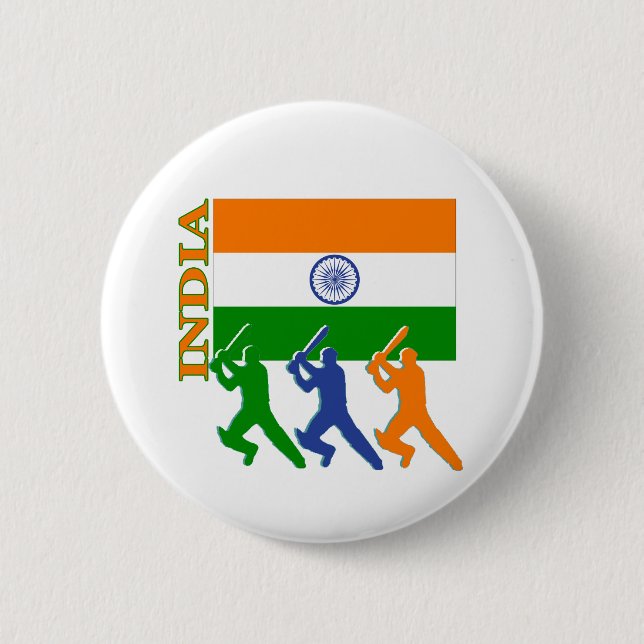 Chapa Redonda De 5 Cm india de cricket (Anverso)