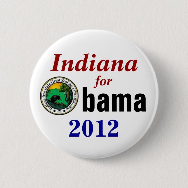 Chapa Redonda De 5 Cm Indiana para Obama 2012 (Anverso)