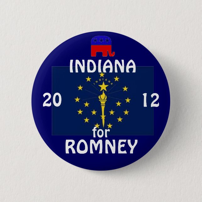 Chapa Redonda De 5 Cm Indiana para Romney 2012 (Anverso)