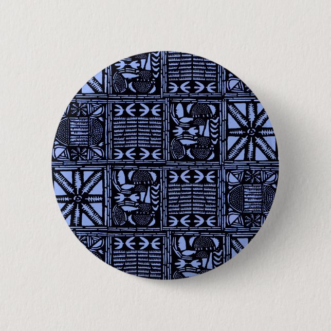 Chapa Redonda De 5 Cm Indigo Batik Quilt - Azul (Anverso)