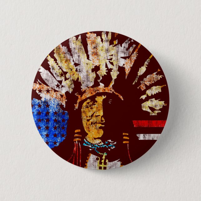 Chapa Redonda De 5 Cm Indio americano (Anverso)