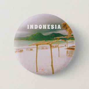 Chapa Redonda De 5 Cm Indonesia Lombok Paraíso Tropical Estampa