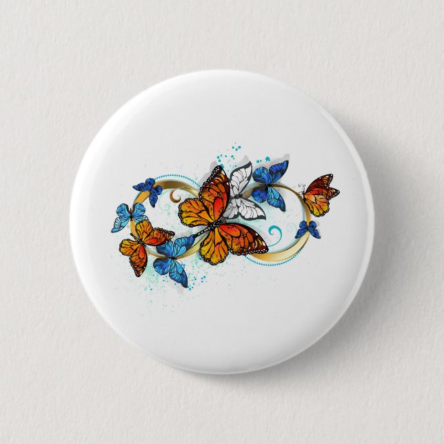 Chapa Redonda De 5 Cm Infinidad de Mariposas Monarca (Anverso)