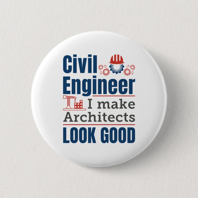 Chapa Redonda De 5 Cm Ingeniero Civil, hago que los arquitectos se vean  (Anverso)