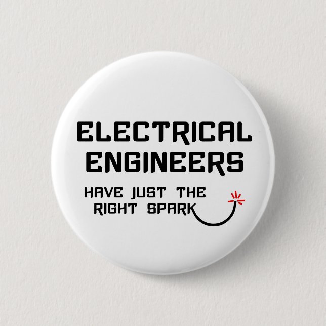 Chapa Redonda De 5 Cm Ingeniero eléctrico con chispa derecha (Anverso)