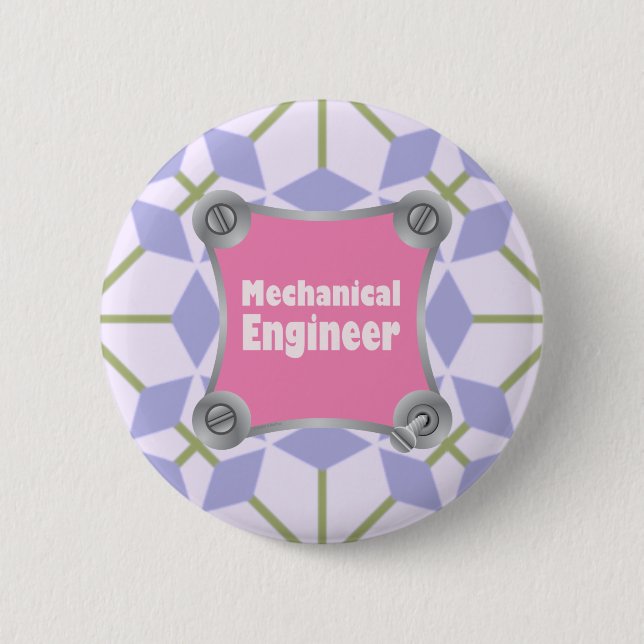 Chapa Redonda De 5 Cm Ingeniero Mecánico Rosado (Anverso)