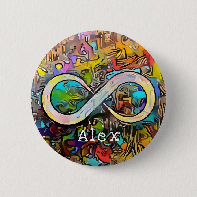 Chapa Redonda De 5 Cm Inicial | Añadir nombre | Símbolo infinito (Anverso)