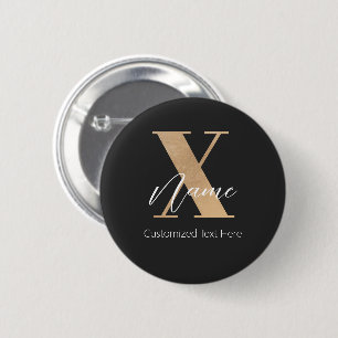 Chapa Redonda De 5 Cm Inicial X y nombre personalizados con monograma mo