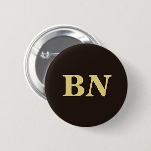 Chapa Redonda De 5 Cm Iniciales de personalizado dorado marrón minimalis